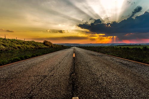 Roadway during Golden Hour 