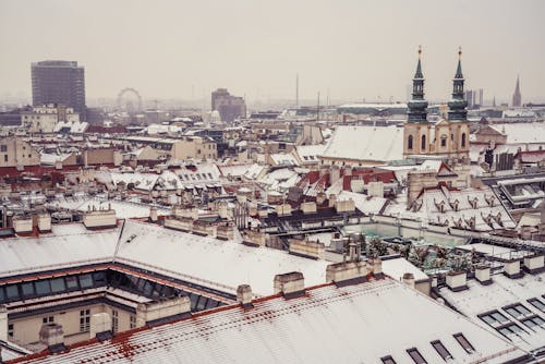 Безкоштовне стокове фото на тему «Аерофотозйомка, дахи, зима»