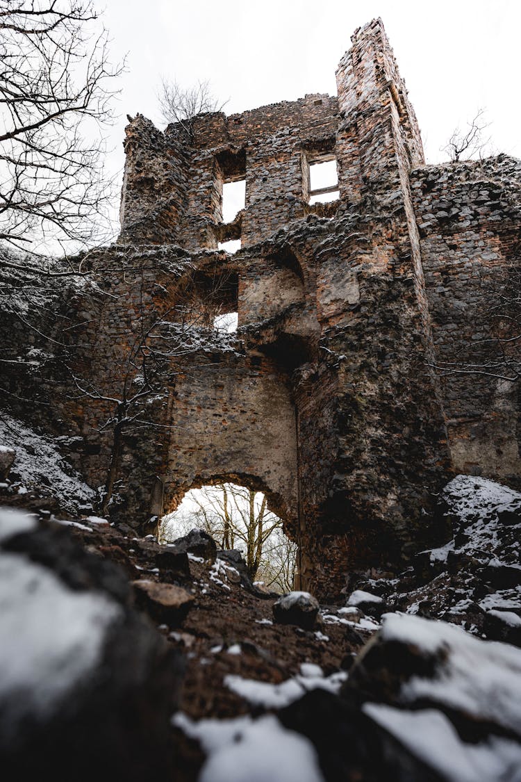 Ruins Of Castle In Winter