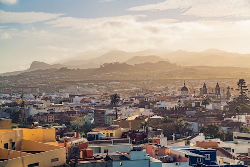 View of an Old Town at Sunset