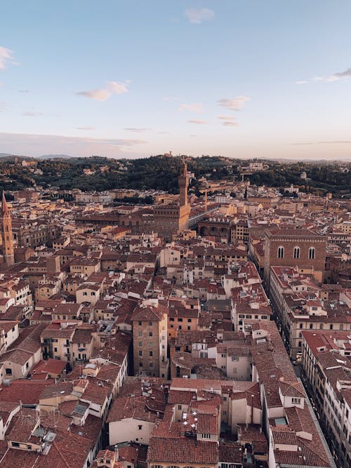 High Angle View of Buildings in an Old Town 