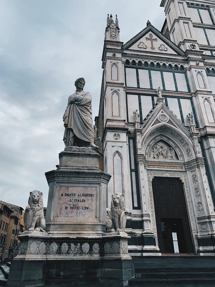 Statue Of Dante Alighieri In Florence, Italy