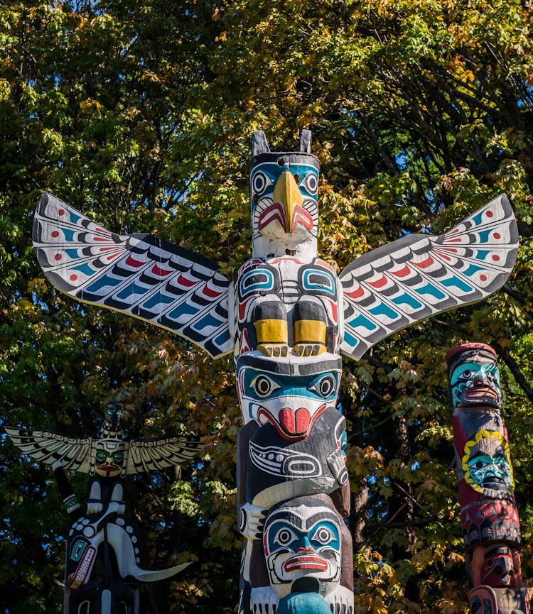 Totem Poles In Vancouver Canada