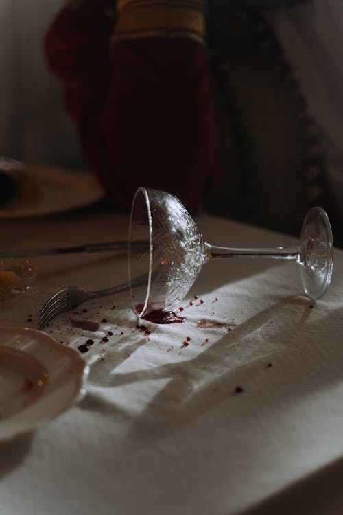 A Champagne Glass Lying on Table