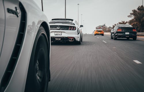 Free Sports Cars Driving on Road Stock Photo