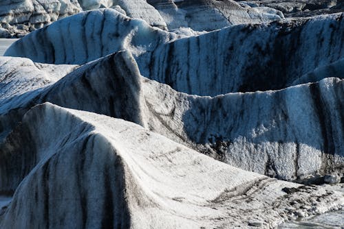 Glacier with Dark Rocks 