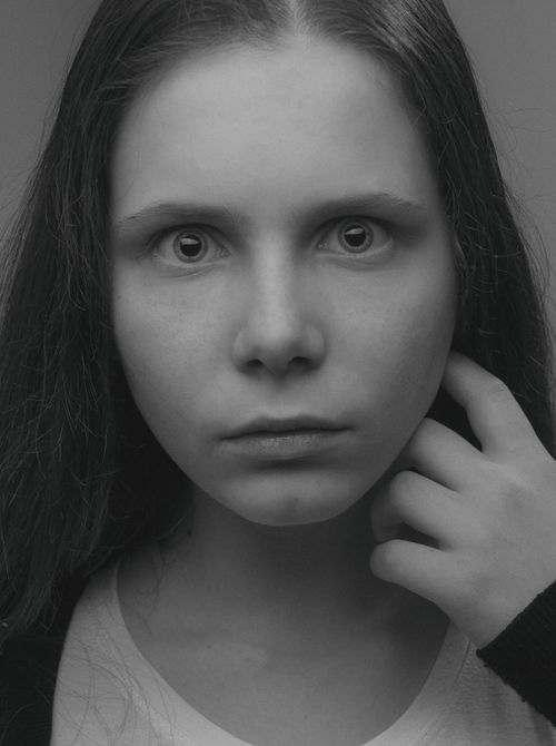 Free Grayscale headshot capturing deep expression in monochrome. Stock Photo