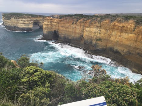 Stunning view of cliffs and ocean waves along Australia's rugged coast.