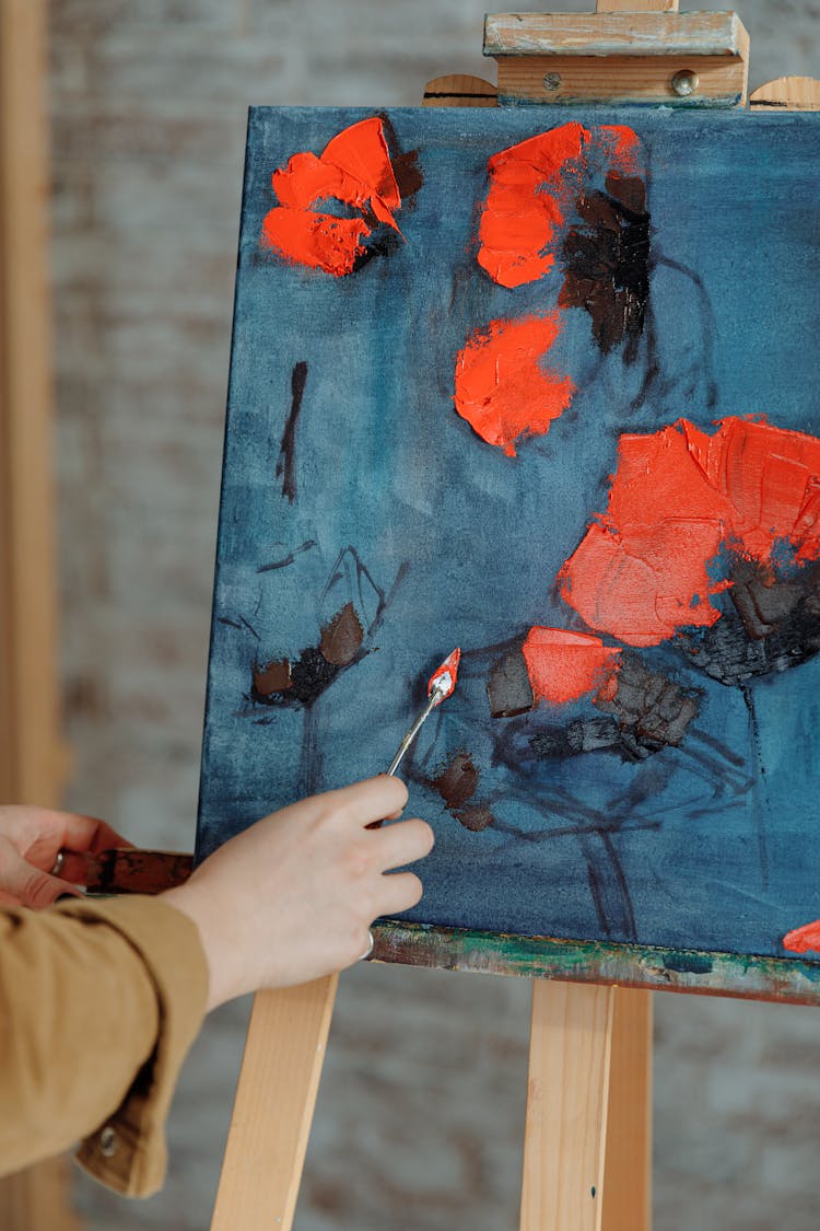 Knife Painting Of A Poppy Flower