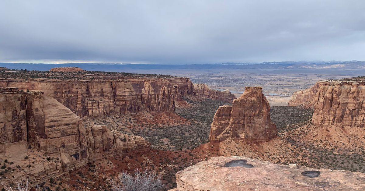Breathtaking aerial view of the rock formations in Colorado National Monument.