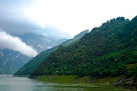 Green Mountains Beside Lake
