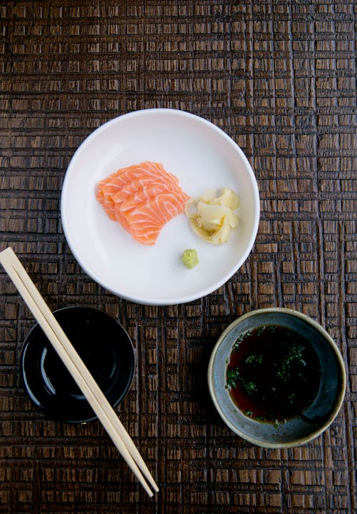 Free Sashimi on White Ceramic Plate Stock Photo