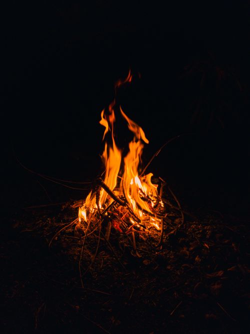 Free A bright campfire illuminating the dark night, perfect for outdoor adventures. Stock Photo