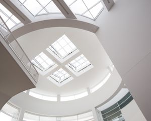 Template preview: geometric skylights in a bright atrium — photo by Vladimir Kudinov on Pexels