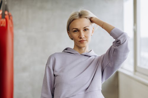 Woman in Gray Long Sleeve Shirt