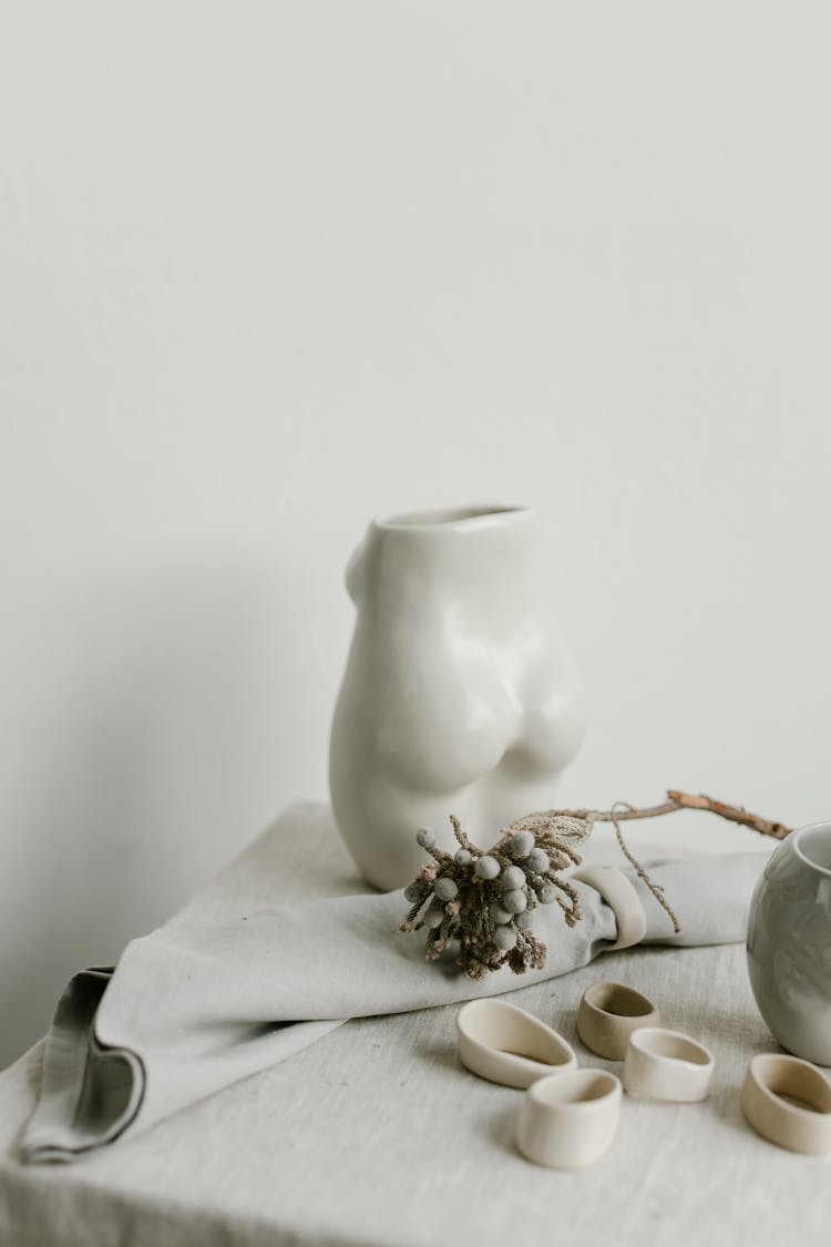 White Crockery On Table Top