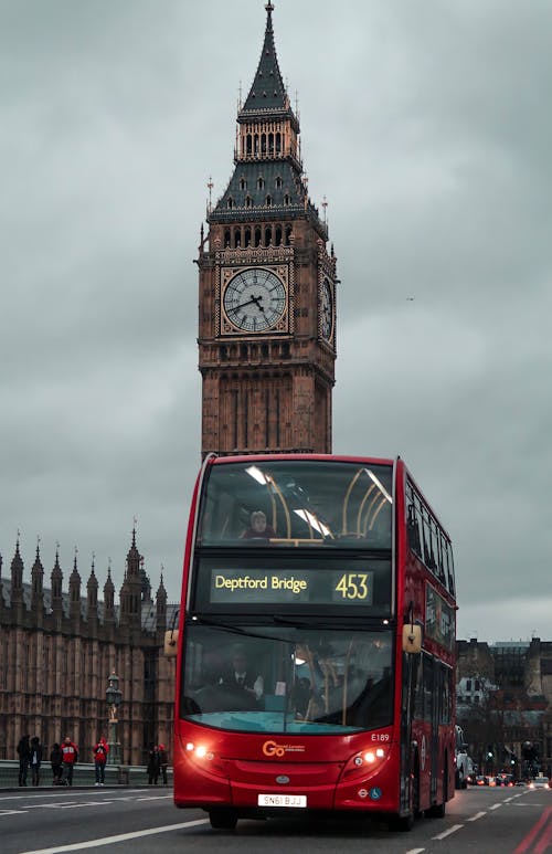 Gratis lagerfoto af Big ben, dobbeltdækkerbus, England