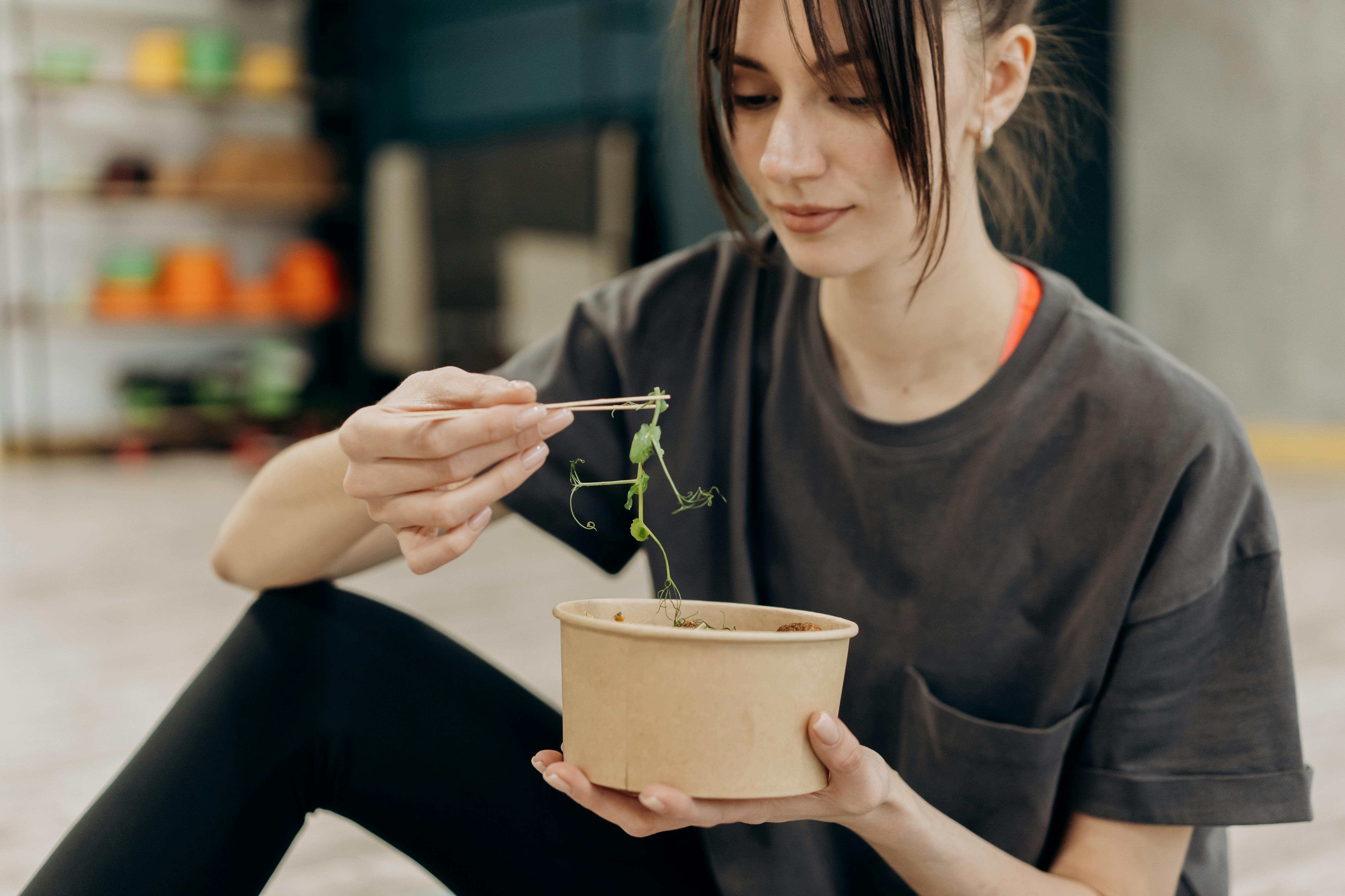 woman eating healthy food