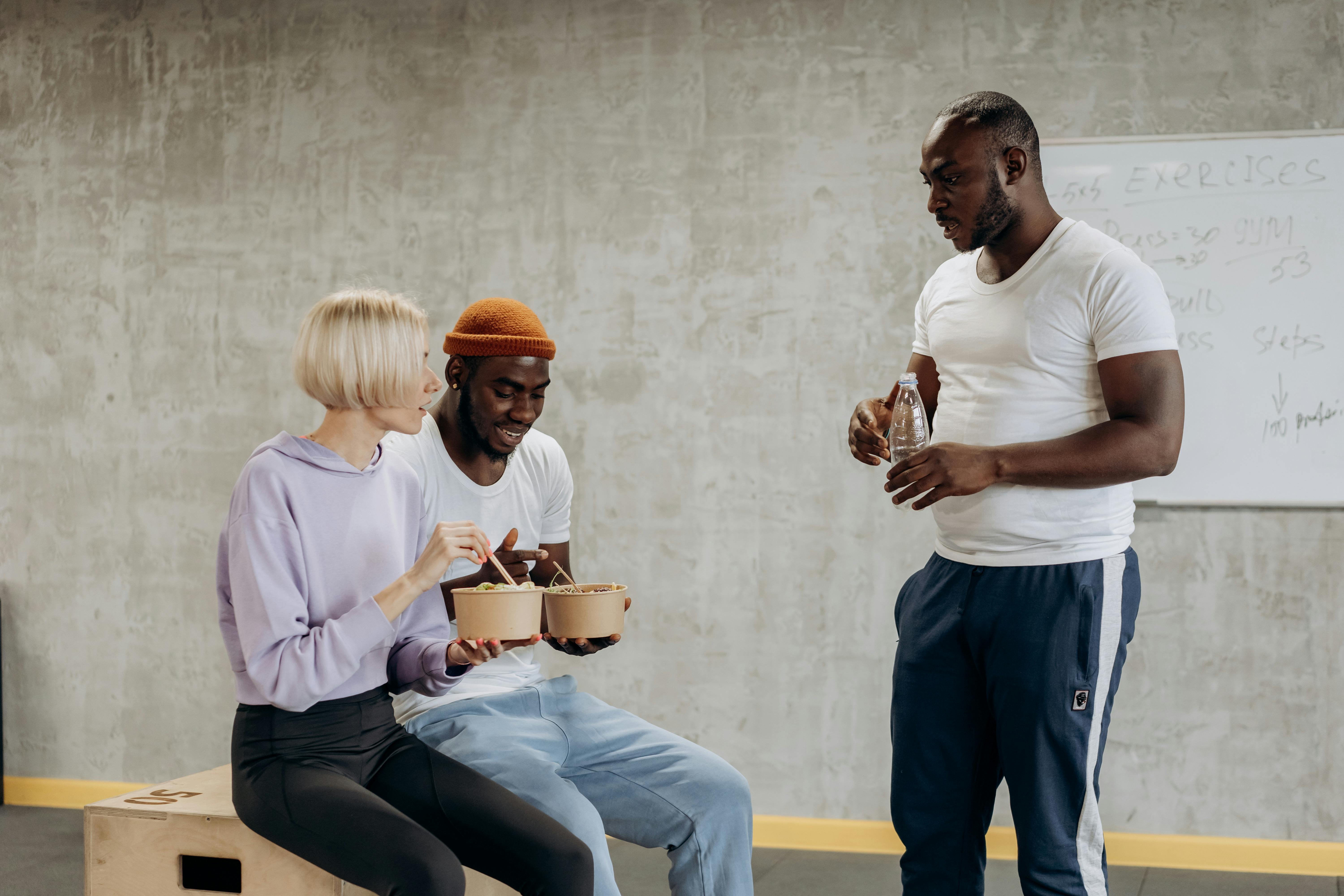 Three People Having Breaktime