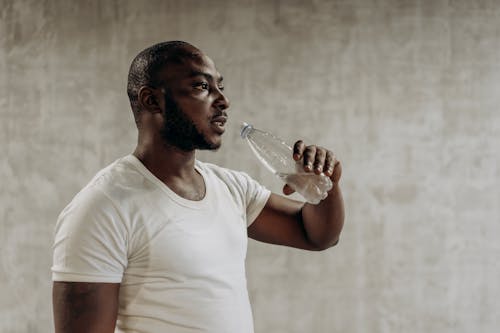 Free Man  Drinking Water Stock Photo