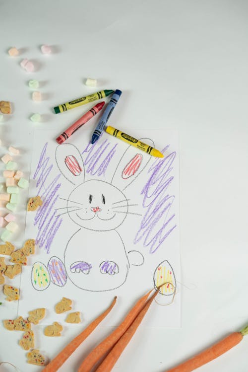Free Colored Drawing on White Surface  Stock Photo