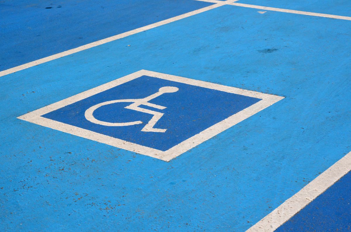 Accessible parking space with ADA wheelchair symbol