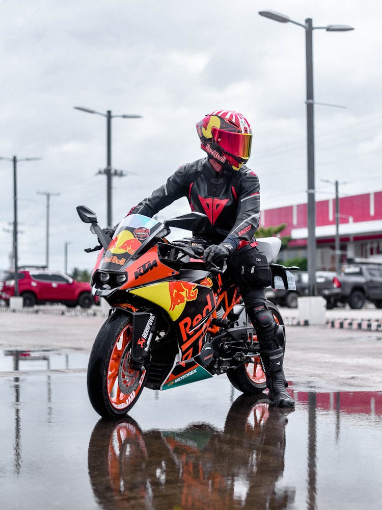 Motorcyclist On KTM Motorcycle