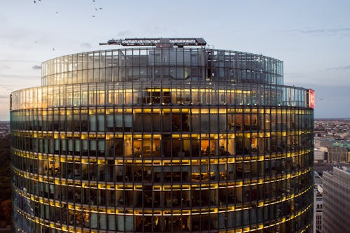 Aerial Footage of Modern Building 