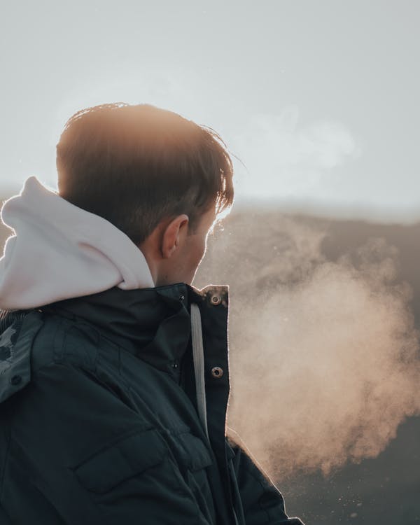 Man Wearing Hoodie Jacket Looking Afar 