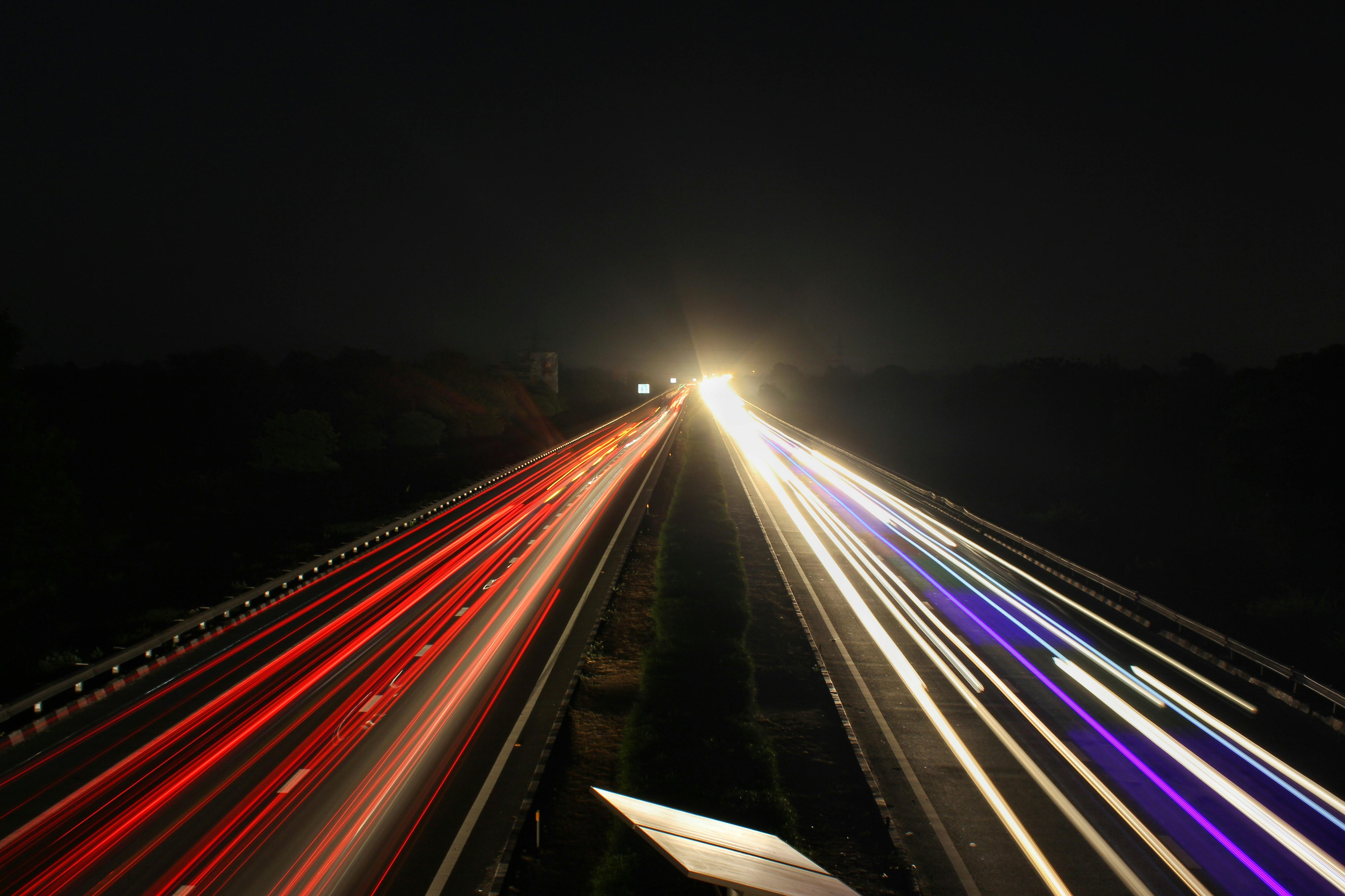 Gratis Immagine gratuita di autostrada, lunga esposizione, notte Foto a disposizione