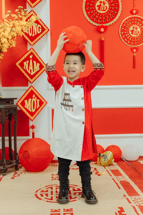 中國燈籠, 亞洲孩子, 傳統服裝 的 免費圖庫相片