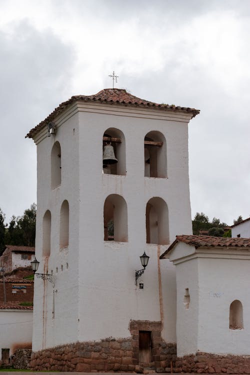 White Bell Tower with Arched Windows