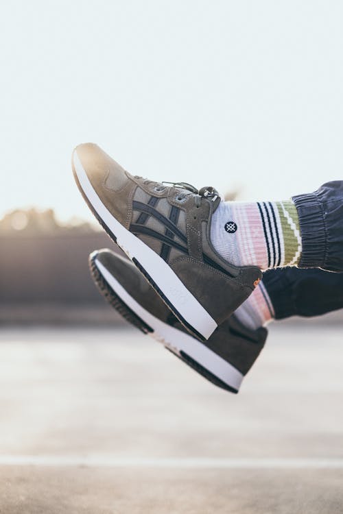 Feet with Gray Rubber Shoes