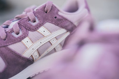 White and Purple Athletic Shoe