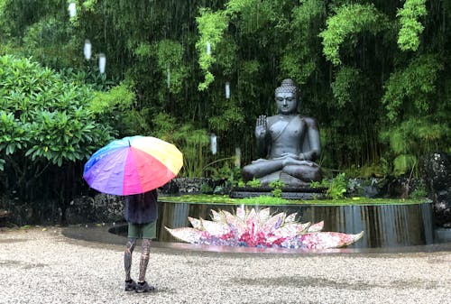 Free Statue of Man Holding Umbrella Stock Photo