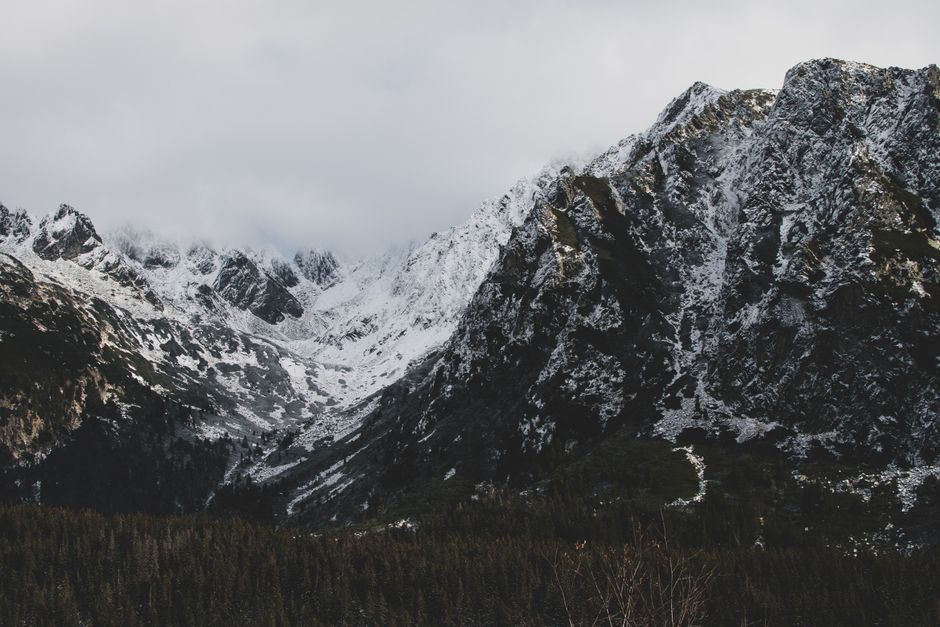 Snow-covered High Tatras mountains in Slovakia during winter