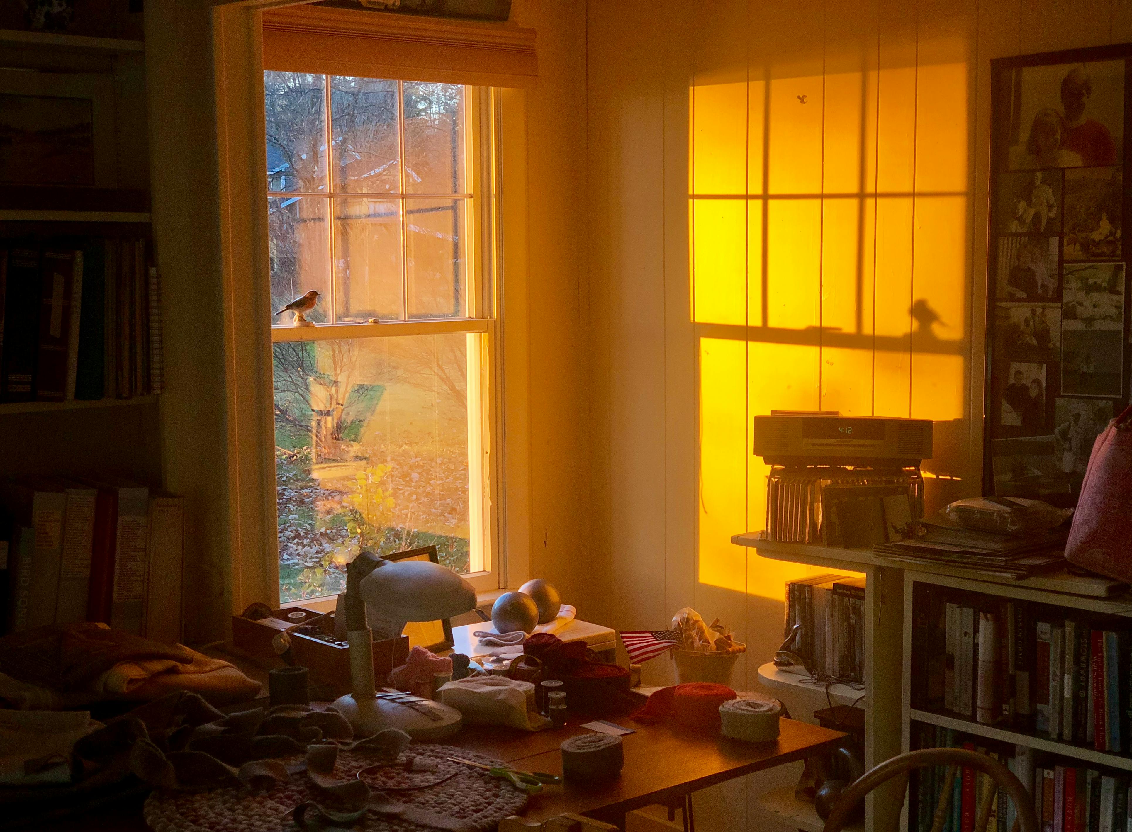Free Messy cottage room in sunset lights Stock Photo