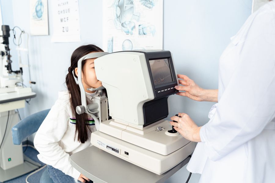 Child having an eye examination