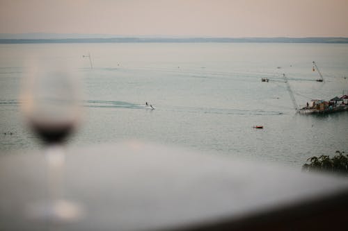 Free stock photo of balaton, glass of wine, golden hour