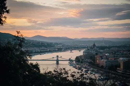 Ingyenes stockfotó alkonyat, Budapest, drónfelvétel témában