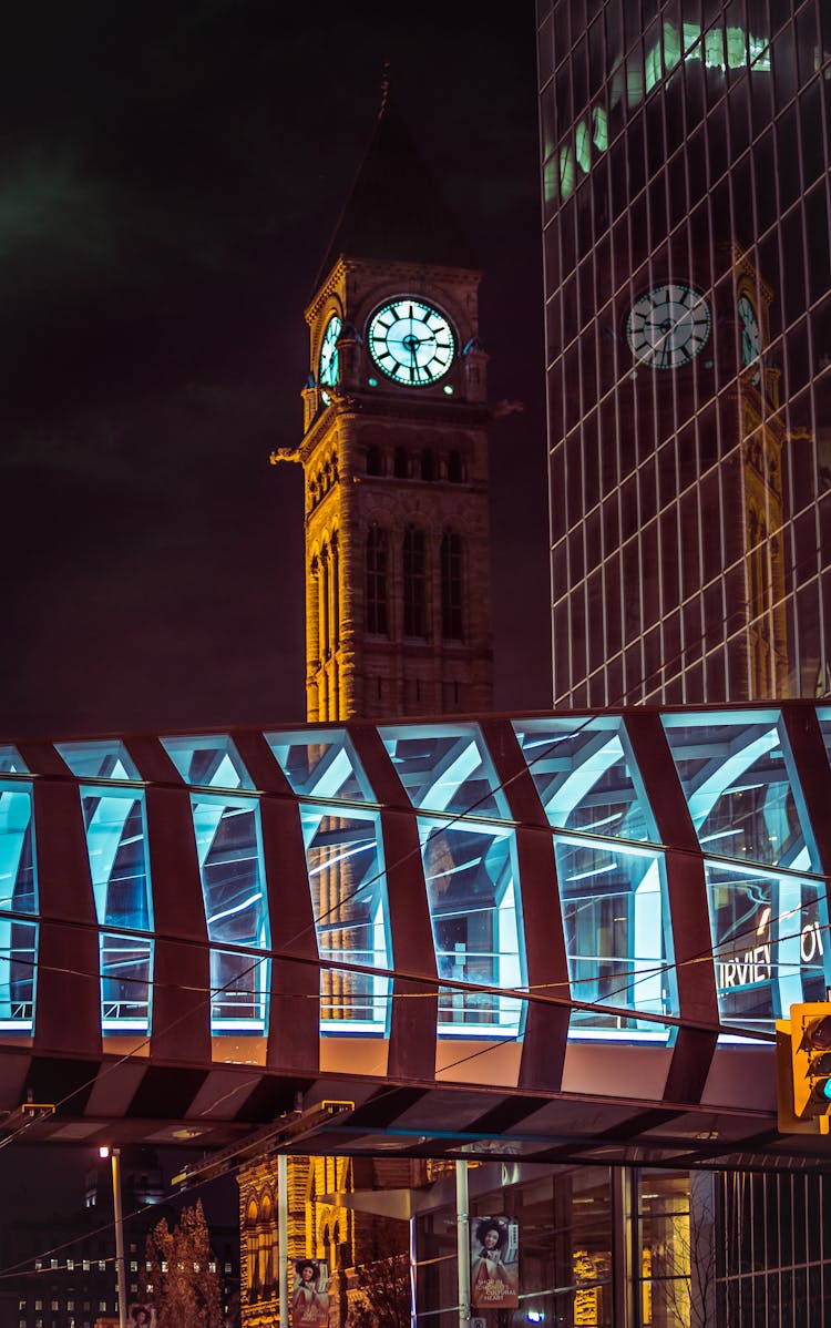 Illuminated Modern Footbridge 