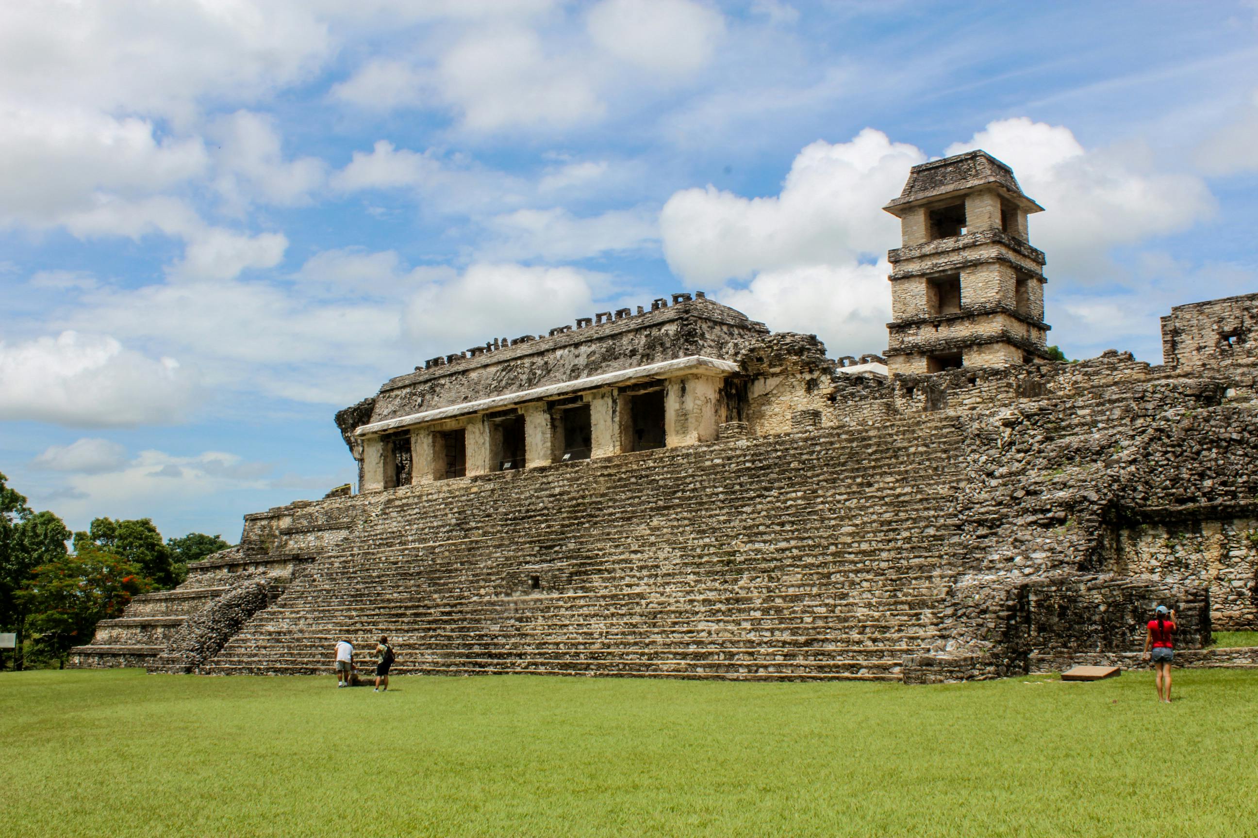 temple of the inscriptions under blue cloudy sky