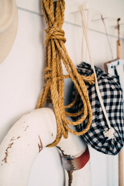Free Lifebuoy Tied on a Rope Stock Photo