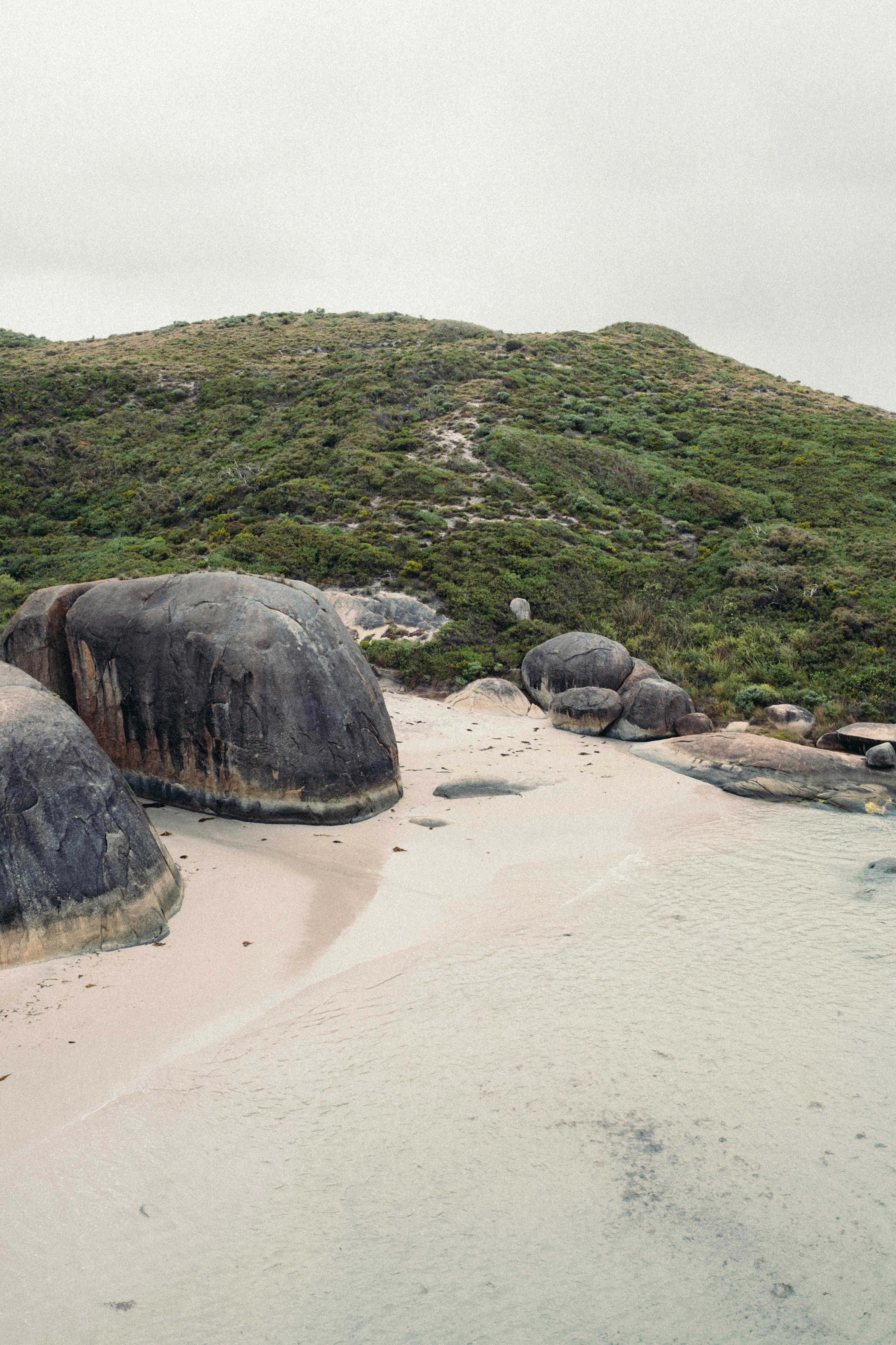 rocky seashore near the hill