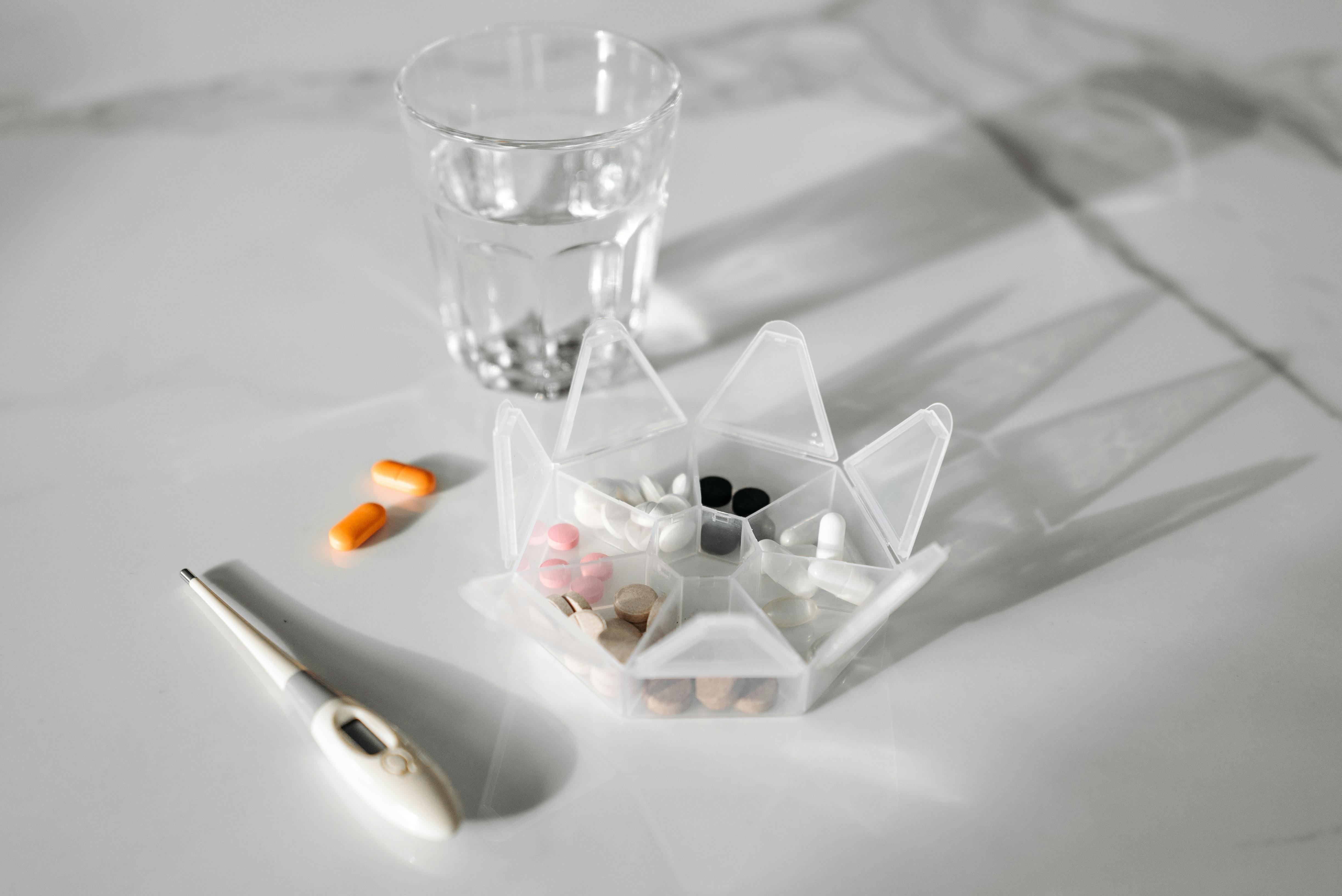 medicines on white surface