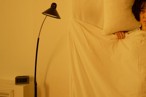 누워있는, 담요, 반 얼굴의 무료 스톡 사진
