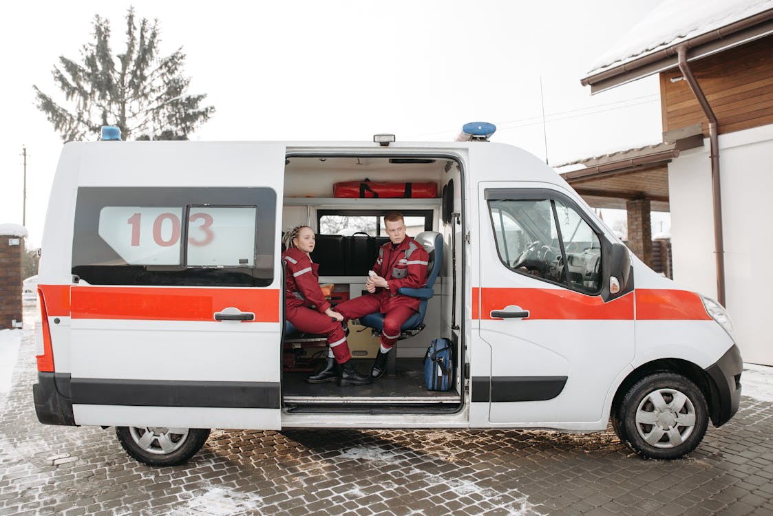 Free People Inside An Ambulance Stock Photo