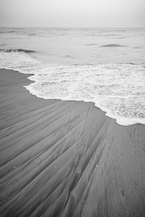 Foto profissional grátis de beira-mar, escala de cinza, litoral