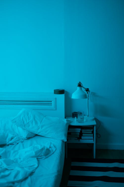 Gratis stockfoto met bed, blauw, deken