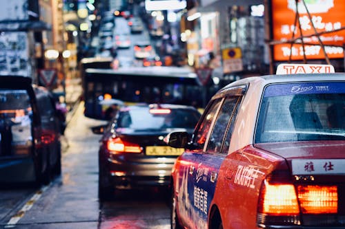 Cars in a Jam in City Center 